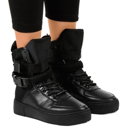 Sorte flade sneakers Y-207