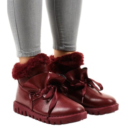 Varme bordeaux sneakers med lynlås 428-6 rød