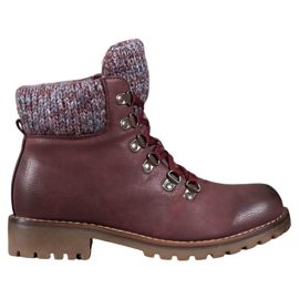 SHELOVET Burgundy snørestøvler rød