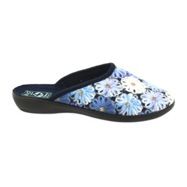 Hjemmesko 3D blomster Adanex 24192 marineblå hvid marine blå gul