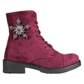 SHELOVET Burgundy ruskind støvler rød