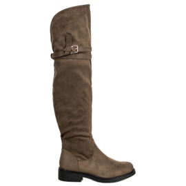 Ideal Shoes Elegante støvler med spænde grøn