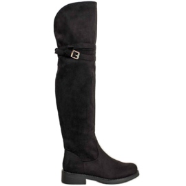 Ideal Shoes Elegante støvler med spænde sort