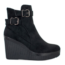 Filippo Suede Wedge Støvler sort