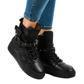 Sorte flade sneakers Y-025H