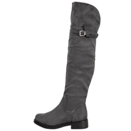 Ideal Shoes Elegante støvler med spænde grå