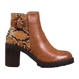 Seastar Snake Print Platform støvler brun flerfarvet