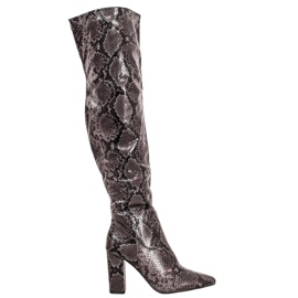 Seastar Snake Print Over Knæstøvlerne sort flerfarvet