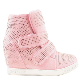 Lyserøde kile sneakers med studs KLS-112-4