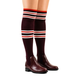 Maroon musketeerstøvler strømpe FD-69 rød