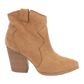 Camel cowboy støvler på høj hæl beige