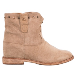 Bella Paris Ruskind støvletter med rhinestones beige