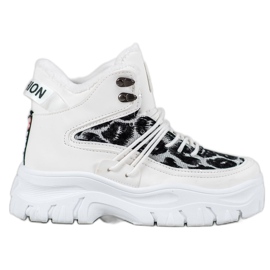SHELOVET Leopard print sneakers hvid