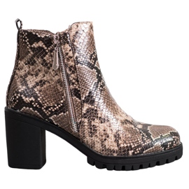 Seastar Snake Print Platform støvler brun flerfarvet