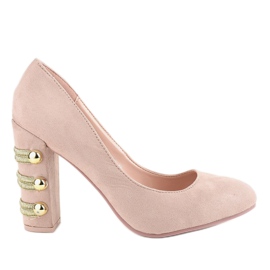 Beige ruskind høje hæle DD59P
