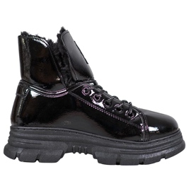 Bella Paris Lakerede Eco-Leather Sneakers sort