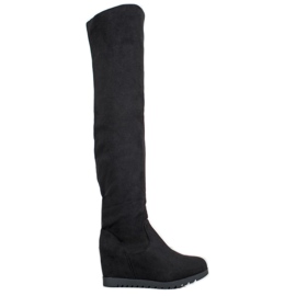 SHELOVET Suede Wedge Støvler sort