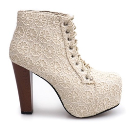Blonde massive støvler på hæl K764B Beige