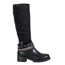 SHELOVET Støvler med rhinestones sort