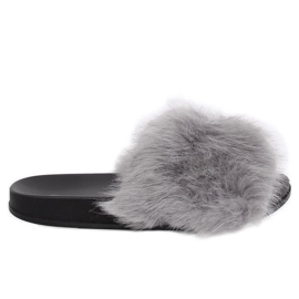 Grå Hjemmesko med pels CK107P Grå