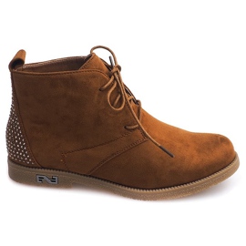 Bindede støvler med pailletter H543 Camel brun