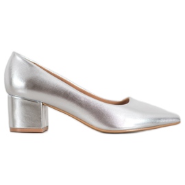 Ideal Shoes Stilfulde sølvpumper grå