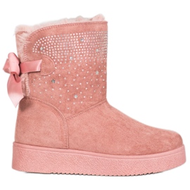 SHELOVET Mukluki med cubic zirconia lyserød