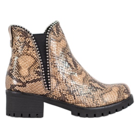SDS Snake print Chelsea støvler brun
