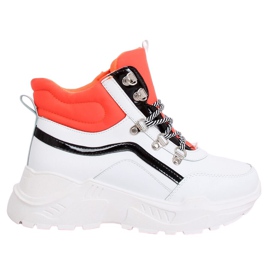 Orange og hvide høj-ankel sportssko RB-3348 HVID / ORANGE