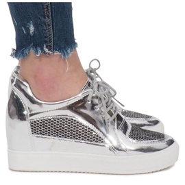 Adele sølvlakerede openwork sneakers grå