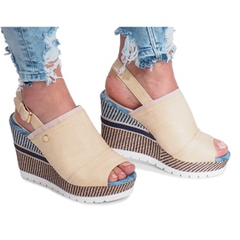 Beige mulanka jeans kile sandaler