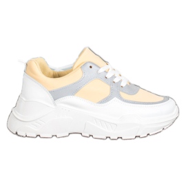 SHELOVET Stilfulde sneakers hvid gul