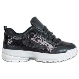 SHELOVET Sneakers med pailletter sort
