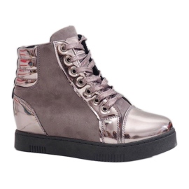 Grå lakeret ruskind sneakers TL-57
