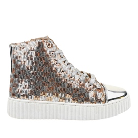 Sølv sneakers på en platform med 1761 lynlåse grå