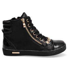 High-top sneakers med lynlås Y406 sort