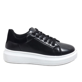 Sorte sneakers med en tyk sål 7935-SP