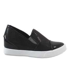 Sorte sneakers på kilen DD437-1