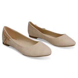 Ballerinaer med guldkæde og hjerte Y20-90B Beige sort