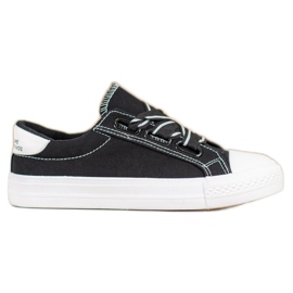 SHELOVET Behagelige tekstilsneakers sort