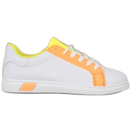 Ideal Shoes Moderigtige sneakers med øko -læder hvid orange