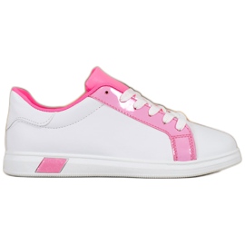 Ideal Shoes Moderigtige sneakers med øko -læder hvid lyserød