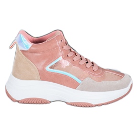 Ideal Shoes Høje støvler på platformen lyserød flerfarvet