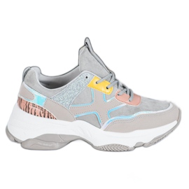 Marquiz Stilfulde sneakers på platformen grå flerfarvet