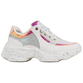 SHELOVET Sneakers med pailletter på platformen hvid grå flerfarvet