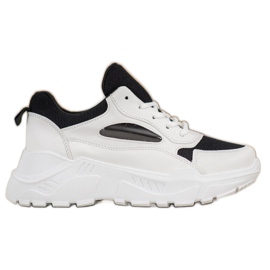 SHELOVET Behagelige sneakers hvid sort