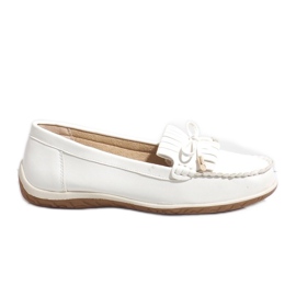 Hvide frynsede ballerinas mokasiner MDM126