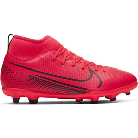 Nike Mercurial Superfly 7 Club FG / MG Jr AT8150-606 fodboldsko rød appelsiner og røde