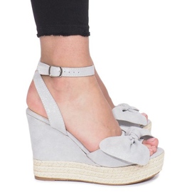 Grå kile sandaler med en sløjfe Cubana espadrilles