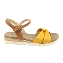 Caprice lædersandaler beige / citron brun gul